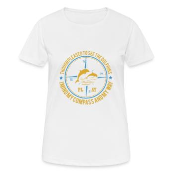 BIEN QUE HEUREUX DE VOIR LES DAUPHINS IMIND MES COMPAS - T-shirt respirant Femme - blanc - Devant - AI Model Female 172 dark (172cm)