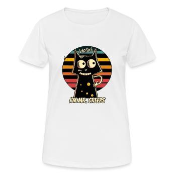 Chat effrayant dans un style rétro - T-shirt respirant Femme - blanc - Devant - AI Model Female 172 dark (172cm)
