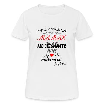 pas parfaite aide-soignante;cadeau aide soignante - T-shirt respirant Femme - blanc - Devant - AI Model Female 172 dark (172cm)