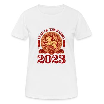 Chinesisches Kaninchen Neujahr 2023 - Frauen T-Shirt atmungsaktiv - Weiß - Vorne - AI Model Female 172 dark (172cm)
