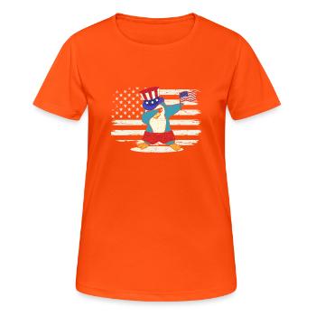 Dabbing Penguin 4 juillet Patriotic Dab USA - T-shirt respirant Femme - orange néon - Devant - AI Model Female 172 dark (172cm)