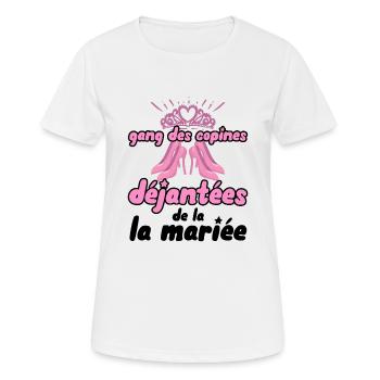 Gang des Copines de la Mariée evjf Vie Jeune Fille - T-shirt respirant Femme - blanc - Devant - AI Model Female 172 dark (172cm)