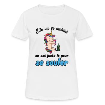 Humour evjf Future Marié Vie de Jeune Fille Fête - T-shirt respirant Femme - blanc - Devant - AI Model Female 172 dark (172cm)