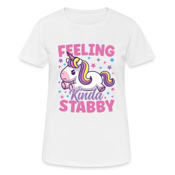 Feeling Kinda Stabby Funny Unicorn Lover - Frauen T-Shirt atmungsaktiv - Weiß - Vorne - AI Model Female 172 dark (172cm)