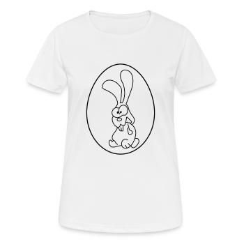 Verrückter Hase im Ei, schwarze Linien - Frauen T-Shirt atmungsaktiv - Weiß - Vorne - AI Model Female 172 dark (172cm)
