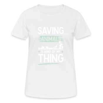 Animal welfare funny saying - Women's Breathable T-Shirt - white - Front - AI Model Female 172 dark (172cm)