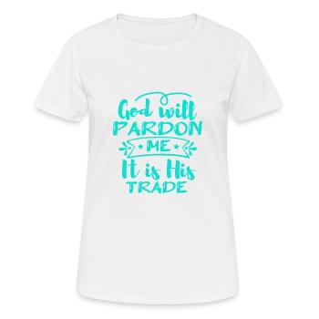 DIEU ME PARDONNERA C’EST SON MÉTIER - T-shirt respirant Femme - blanc - Devant - AI Model Female 172 dark (172cm)