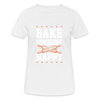 Baking happy - Women's Breathable T-Shirt - white - Front - AI Model Female 172 dark (172cm)