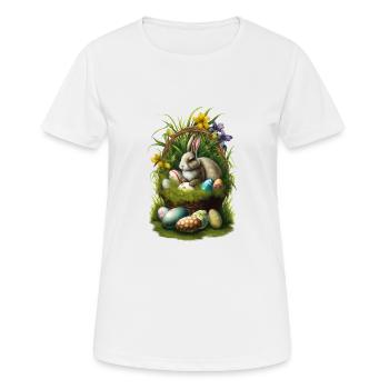 Lapin de Pâques avec œufs de Pâques Pâques - T-shirt respirant Femme - blanc - Devant - AI Model Female 172 dark (172cm)