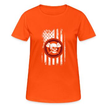 Les fléchettes patriotiques lancent le drapeau américain - T-shirt respirant Femme - orange néon - Devant - AI Model Female 172 dark (172cm)