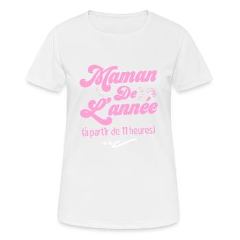 Maman de l'année à partir de 11 heures - T-shirt respirant Femme - blanc - Devant - AI Model Female 172 dark (172cm)