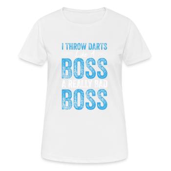 I throw darts like a boss a really bad boss - Frauen T-Shirt atmungsaktiv - Weiß - Vorne - AI Model Female 172 dark (172cm)