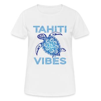 Polynesian Blue Tribal Sea Turtle Tahiti Vibes - Women's Breathable T-Shirt - white - Front - AI Model Female 172 dark (172cm)