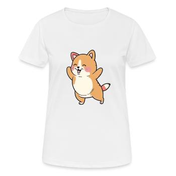 Kawaii Cute Happy Colorful Dog Dancing - Women's Breathable T-Shirt - white - Front - AI Model Female 172 dark (172cm)