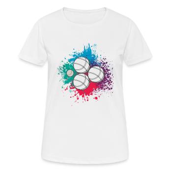 Boule Boccia Balle Sports Jeu de Boules de Pétanque - T-shirt respirant Femme - blanc - Devant - AI Model Female 172 dark (172cm)