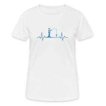 Fly Fishing Heartbeat ECG Pulse Line Deep Sea - Women's Breathable T-Shirt - white - Front - AI Model Female 172 dark (172cm)