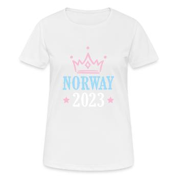 Norwegen 2023 - Frauen T-Shirt atmungsaktiv - Weiß - Vorne - AI Model Female 172 dark (172cm)
