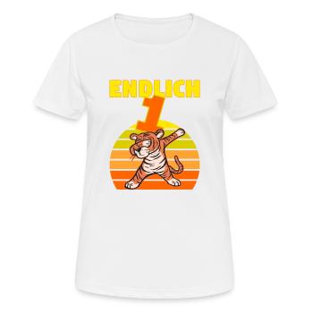 Dabbing Tiger 1 Geburtstag 1 Jahr Löwe witzig dab - Frauen T-Shirt atmungsaktiv - Weiß - Vorne - AI Model Female 172 dark (172cm)