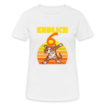 Dabbing Tiger 6 Geburtstag 6 Jahr Löwe witzig dab - Frauen T-Shirt atmungsaktiv - Weiß - Vorne - AI Model Female 172 dark (172cm)