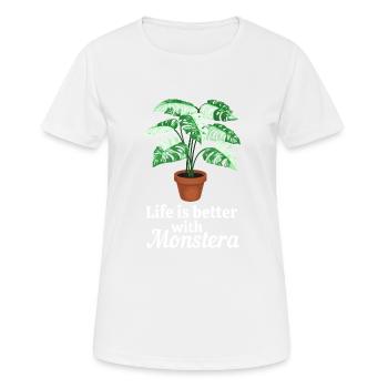 Life is better with Monstera - Frauen T-Shirt atmungsaktiv - Weiß - Vorne - AI Model Female 172 dark (172cm)
