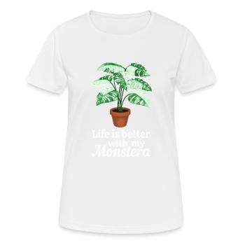 Life is better with my Monstera - Frauen T-Shirt atmungsaktiv - Weiß - Vorne - AI Model Female 172 dark (172cm)