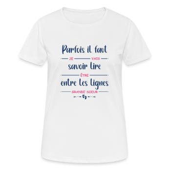 Je vais être grande soeur - T-shirt respirant Femme - blanc - Devant - AI Model Female 172 dark (172cm)