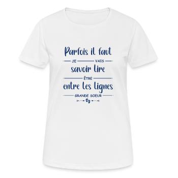 Je vais être grande soeur - T-shirt respirant Femme - blanc - Devant - AI Model Female 172 dark (172cm)