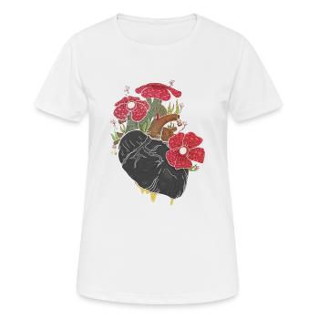 Anatomisches Herz und Blumen - Frauen T-Shirt atmungsaktiv - Weiß - Vorne - AI Model Female 172 dark (172cm)