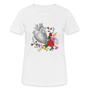 Anatomisches Herz und Blumen - Frauen T-Shirt atmungsaktiv - Weiß - Vorne - AI Model Female 172 dark (172cm)