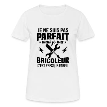 Pas parfait mais je suis bricoleur - T-shirt respirant Femme - blanc - Devant - AI Model Female 172 dark (172cm)