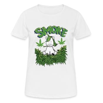 MARIHUANA SMOKE 420 CANNABIS WEED HANF DESIGN - Frauen T-Shirt atmungsaktiv - Weiß - Vorne - AI Model Female 172 dark (172cm)