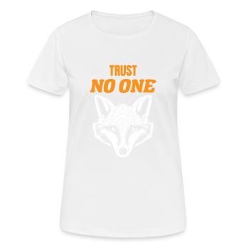 TRUST NO ONE - Women's Breathable T-Shirt - white - Front - AI Model Female 172 dark (172cm)