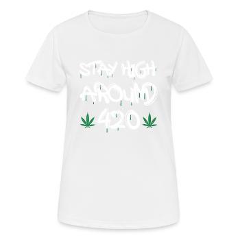 MARIHUANA SMOKE 420 CANNABIS WEED HANF DESIGN - Frauen T-Shirt atmungsaktiv - Weiß - Vorne - AI Model Female 172 dark (172cm)