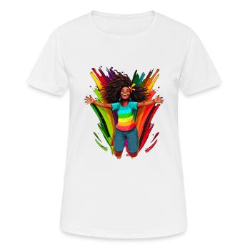 Diversité, Diversité, BLM, Arc-en-ciel - T-shirt respirant Femme - blanc - Devant - AI Model Female 172 dark (172cm)