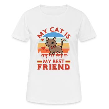 Mon chat est mon meilleur ami - T-shirt respirant Femme - blanc - Devant - AI Model Female 172 dark (172cm)