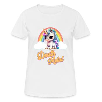 Licorne drôle avec Rainbow Death Metal - T-shirt respirant Femme - blanc - Devant - AI Model Female 172 dark (172cm)