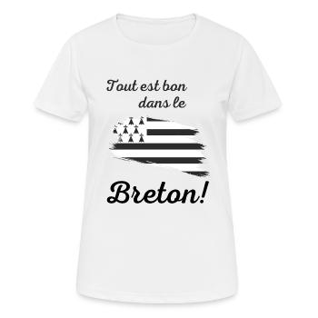 t-shirt humoristique, cadeau homme femme, Bretagne - T-shirt respirant Femme - blanc - Devant - AI Model Female 172 dark (172cm)