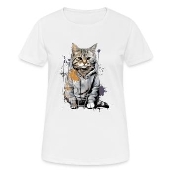 Koco die Katze - Frauen T-Shirt atmungsaktiv - Weiß - Vorne - AI Model Female 172 dark (172cm)