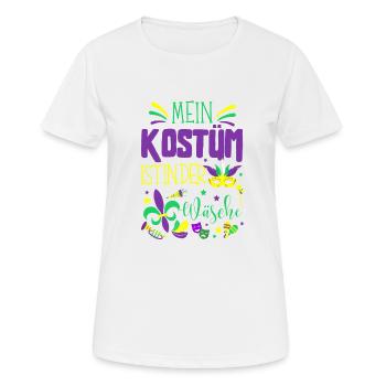 Mein Kostüm ist in der Wäscherei Carnival Party - Frauen T-Shirt atmungsaktiv - Weiß - Vorne - AI Model Female 172 dark (172cm)