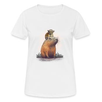 Capybara avec des singes - T-shirt respirant Femme - blanc - Devant - AI Model Female 172 dark (172cm)