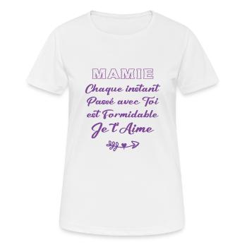 Mamie je t'aime - T-shirt respirant Femme - blanc - Devant - AI Model Female 172 dark (172cm)