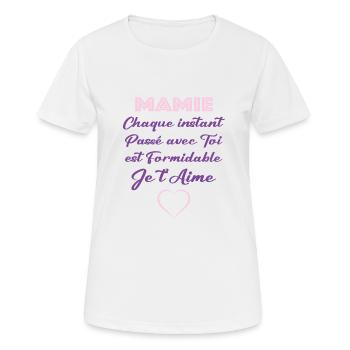 Mamie je t'aime - T-shirt respirant Femme - blanc - Devant - AI Model Female 172 dark (172cm)