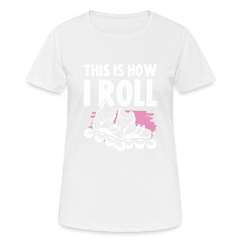 skater inline - Frauen T-Shirt atmungsaktiv - Weiß - Vorne - AI Model Female 172 dark (172cm)