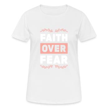 La foi biblique sur la peur - T-shirt respirant Femme - blanc - Devant - AI Model Female 172 dark (172cm)