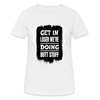 Female Heart Alien Pun Rainbow Spaceship LGBTQ - T-shirt respirant Femme - blanc - Devant - AI Model Female 172 dark (172cm)