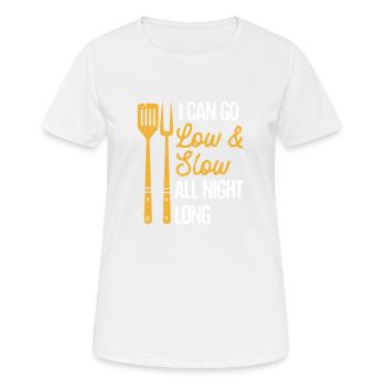 Je peux faire un barbecue bas et lent toute la nuit - T-shirt respirant Femme - blanc - Devant - AI Model Female 172 dark (172cm)