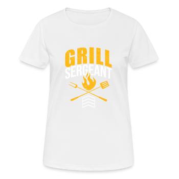 Sergent Grill Drôle BBQ Grill Amateurs de viande - T-shirt respirant Femme - blanc - Devant - AI Model Female 172 dark (172cm)