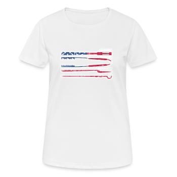 Amerikanische Flagge Grillen USA Patriotisch BBQ - Frauen T-Shirt atmungsaktiv - Weiß - Vorne - AI Model Female 172 dark (172cm)