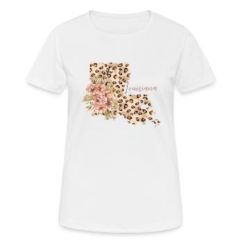 Louisiana Leopard-muster-karte - Frauen T-Shirt atmungsaktiv - Weiß - Vorne - AI Model Female 172 dark (172cm)