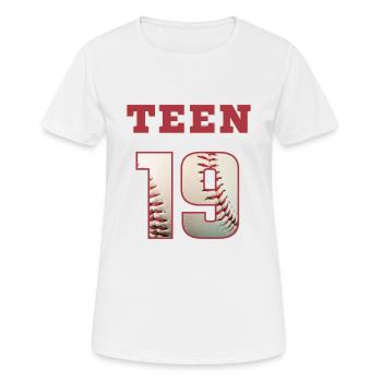 Baseball TEEN 19 - Women's Breathable T-Shirt - white - Front - AI Model Female 172 dark (172cm)